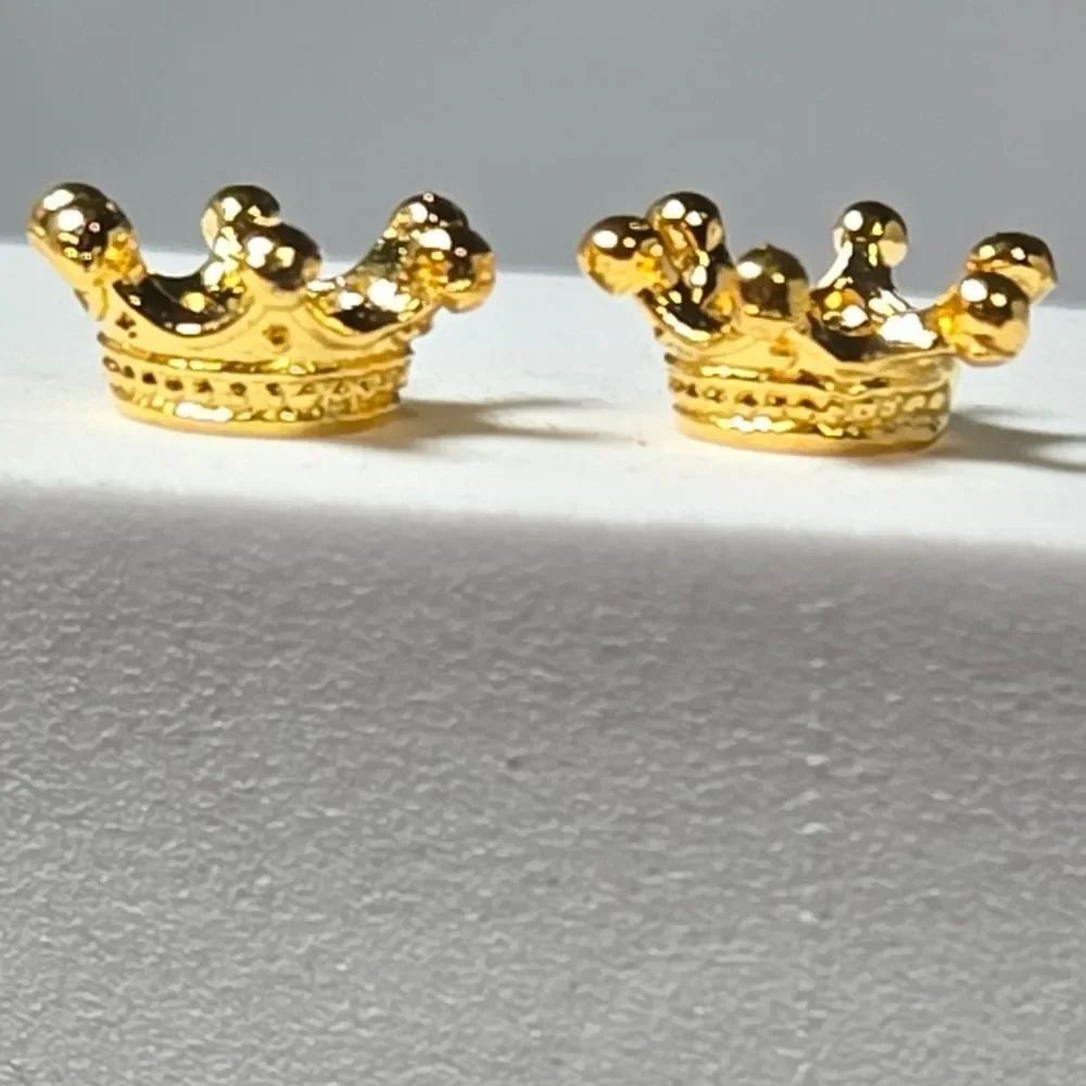 5pcs - Gold Crown Spacer Beads Charm Bracelet Set DIY Jewelry Shiny Royal Tiara